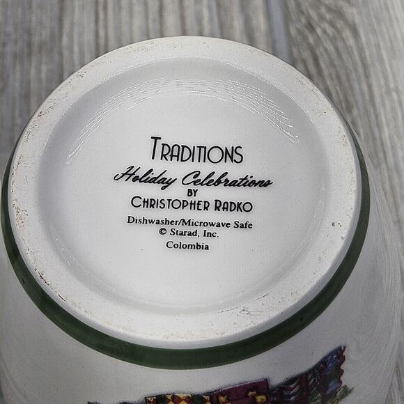 NEW 4 Pack Christopher Radko Holiday Celebrations Traditions Tree Coffee Cup Mug - Picture 6 of 6
